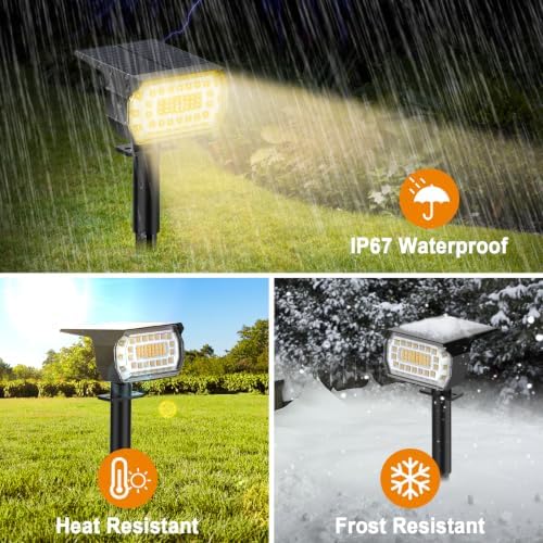 LANSOW Solar Spot Lights Outdoor IP67 Waterproof, 8 Pack/76 LED, Warm White - Image 6