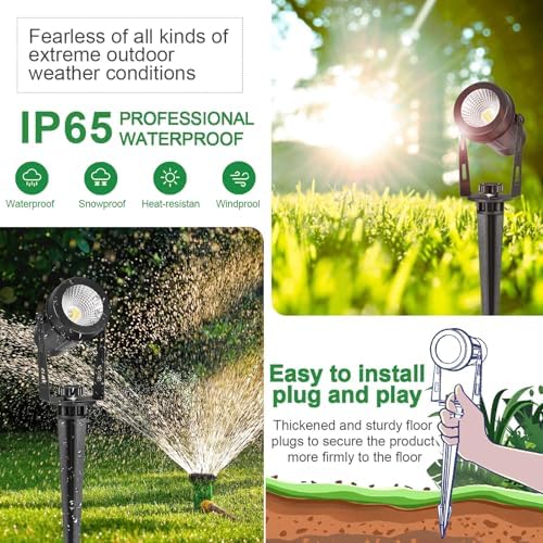 Low Voltage Landscape Lighting, 8 Pack Outdoor Spot Lights with Transformers, 12V Warm White Landscape Spotlights IP65 Waterproof Plug in Outdoor Uplights for Yard House Pathway Tree Pools - Image 3
