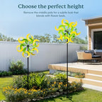 87" Wind Spinner Outdoor with Solar Light, Large Metal Wind Sculptures Spinners, Windmill for Garden Yard Patio Lawn Decor-Verdant Moon (23" W x 87" H) - Image 6