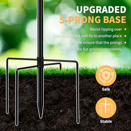 Outdoor Freestanding 2‑in‑1 Bird Bath & Feeder, 43 Inch Vintage Metal Bird Bowl with Upgraded 5‑Pronged Stable Ground Stake Base, Decorative Ornament for Lawn, Yard & Garden - Image 6