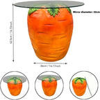 16" Carrot Shaped Resin Side Table with Glass Top, Whimsical Fruit Accent End Table for Living Room, Bedroom, Patio, Garden & Indoor Outdoor Decor - Image 6
