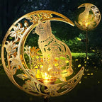 Solar Lights Outdoor Decor Cracked Glass Cat Stake Moon Lights Cat Gift by kyoryuger