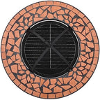 vidaXL Mosaic Fire Pit Table 26.8" Terracotta, Decorative Ceramic Outdoor Fireplace with Safety Mesh, Steel Fire Pit Stove for Garden, Patio - Image 7