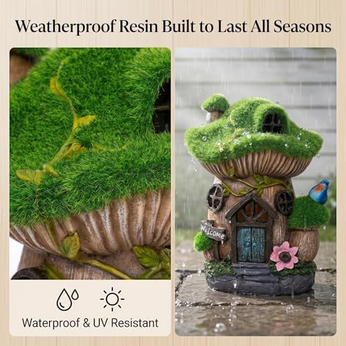 Topadorn Solar Fairy House Garden Statue with LED Light, Outdoor Decor - Image 6