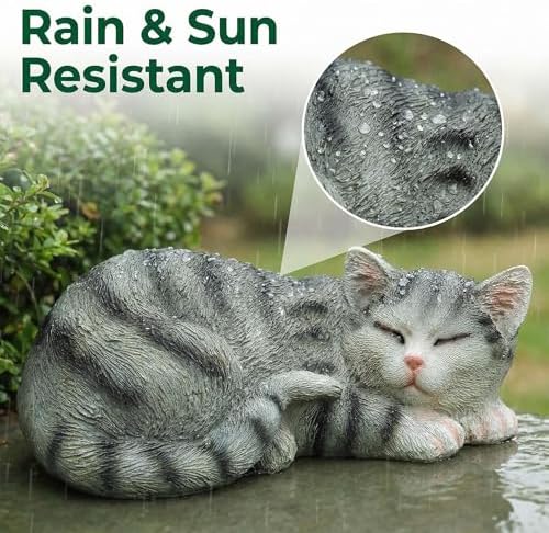 GARDEN WHISPER Cat Statue, Grey, Resin, Contemporary, Outdoor / Indoor Decor, 11.4" L x 7.1" W x 4.3" H, 1.5 lbs - Image 3