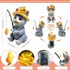 Solar Garden Outdoor Cat Statues, 10.24in Fishing Cat Figurine Solar Lights - Image 3