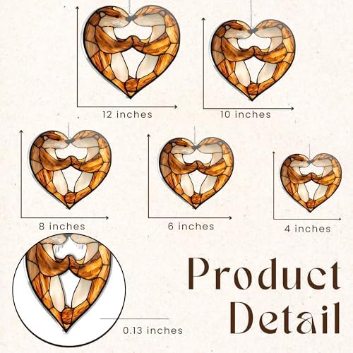 Otter Heart Acrylic Suncatcher 10 Inches, Fall Decoration Indoor Outdoor, Bedroom Porch Decor, Stained Glass Effect Window Hanging, Cozy Woodland Ornament, Otter Lover Gift for Her Mom - Image 3