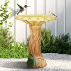 SKYFIRE 24.4" H Sunflower Bird Bath Outdoor - Fibre Reinforced Concrete Pedestal Birdbath, 19.6" Dia. Garden & Patio Decor, Weather Resistant Yard Bird Bath for Backyard Lawn - Image 2