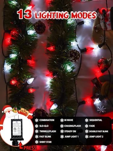 EEW Connectable C6 Christmas Lights Outdoor String 78FT 240 LED Red White - Image 4