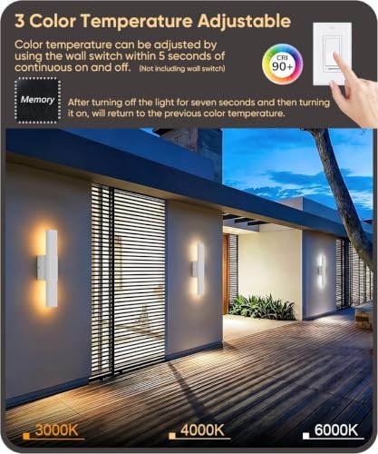 Aipsun 15.7" LED Outdoor Wall Sconce, Modern White Exterior Wall Light - Image 2