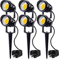 SUNVIE LED Outdoor Spotlight 12W Landscape Lighting 120V AC Waterproof Landscape Lights Spot Lights for Yard with Spiked Stake Warm White Flag Light Garden Decorative Lamp with US 3-Plug in (6 Pack) by SUNVIE