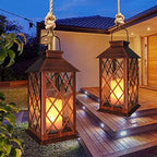 TAKE ME 14" Solar Lanterns Outdoor Garden Lantern Waterproof LED Flickering Flameless Candle Mission Lights for Table,Outdoor,Party - Image 6