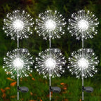 Solar Garden Lights Outdoor, 6 Pack 120 LED Twinkling Firework Lights Decorative with 2 Modes, Outdoor Waterproof Solar Starburst Light for Outside Yard Pathway Garden Decor, White by Yaafen