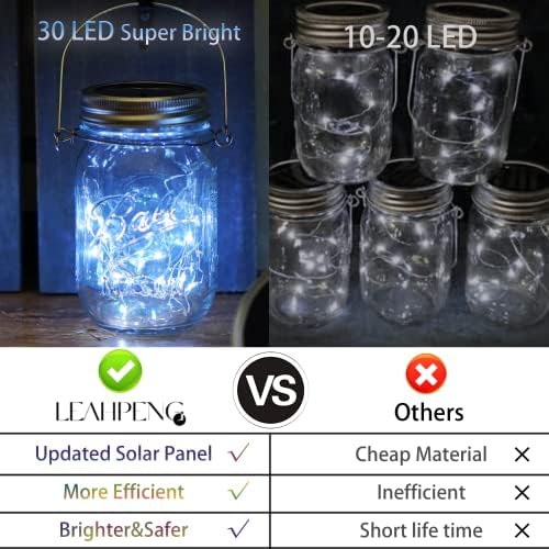 30 LED 12 Packs Solar Lights for Mason Jars（No Jar） Lids String Fairy Lights Solar Lantern Hanging Lights for Patio Yard Garden Wedding Decor Cool White - Image 2