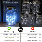 30 LED 12 Packs Solar Lights for Mason Jars（No Jar） Lids String Fairy Lights Solar Lantern Hanging Lights for Patio Yard Garden Wedding Decor Cool White - Image 2