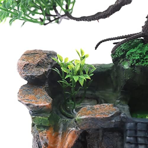 Rockery Tabletop Fountain, Chinese Feng Shui Waterfall Desktop Water Fountain Decor with LED Light, Rockery Tabletop Decoration with Windmills, Plant for Office, Home, Bedroom Desk Decoration - Image 5