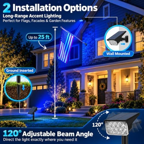 T-SUNUS RGB Solar Landscape Spotlights 6 Pack IP65 Waterproof Dusk-to-Dawn - Image 7