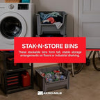 Akro-Mils Stak-N-Store Stackable Storage Bins, 15"x20"x12-1/2, Grey, 3pk - Image 2