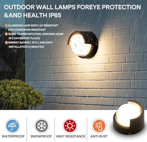 Outdoor Wall Light, Black, 4 Pack - Image 3