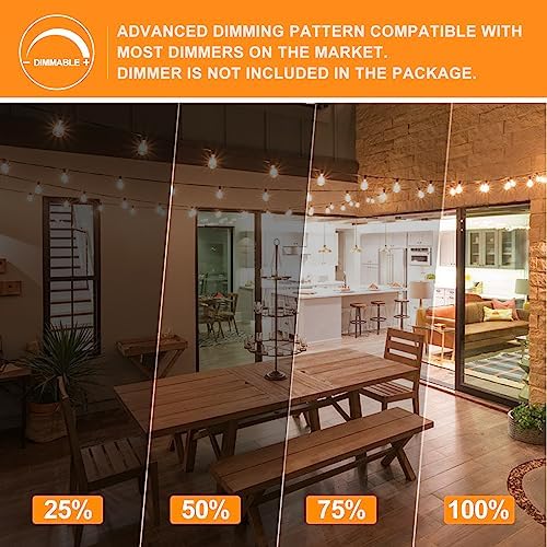 Achin Outdoor String Lights White 400FT(100ft*4) Patio Lights Outdoor Waterproof with 212 LED Bulbs(12 Spare) Shatterproof G40 Globe String Lights for Outside Wedding Backyard, White Wire, 2700K - Image 7