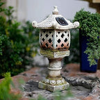 Buddha Statue,Japanese Solar Pagoda Garden Lantern Yard Zen Decor Lawn Patio Deck Art Outdoor Statue Home Decoration,B+30cm - Image 2