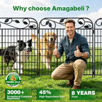 AMAGABELI 4 Panels 44 in(H )X 12 ft(L) Decorative Garden Fence Gate,Dog Fence Outdoor for Yard,Rustproof Tall Garden Fencing Animal Barrier Metal Wire Panel Border with Leaves for Flower Bed Black - Image 5