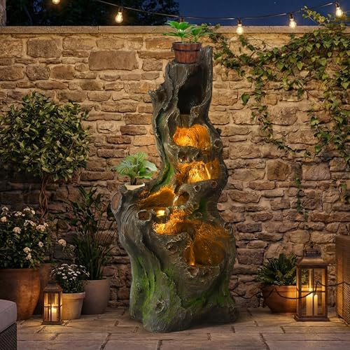 TITIMO 40''H Cascading Rock Water Fountain, 6-Tier Outdoor Garden Waterfall - Image 2