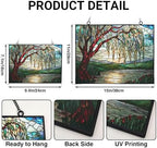 Art Nouveau Willow Pond Tree Stained Glass Window Hanging, Colorful Sun Catchers Glass Panel Rectangle Suncatcher Decor for Birthday for Women, Men, Wife, Aunt, and Mom 15"x11" - Image 3