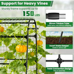 7.2FT Garden Arch Trellis for Climbing Plants, Heavy Duty Walk-Through Metal Arch with Netting, Wind-Resistant Vertical Garden Support for Cucumbers, Roses, Beans, Squash - Image 3