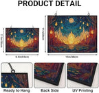 Personalized Rectangle Mosaic Ghost Flame Meadow Stained Glass Window Hanging, Stained Glass Window Decor Suncatcher for Women, Home Décor - Image 3