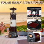 DOITOOL Solar Rotating Lighthouse Outdoor Lantern Garden Decor Resin Street Light - Black - Image 3