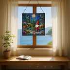 Twilight Garden Gnome Stroll Stained Glass Suncatcher – Square Hanging Window Panel for Home or Greenhouse – Whimsical Glass Art Gift for Garden Lovers, Christmas, Halloween, Father Days Ye2sh0 - Image 6
