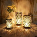 3PCS Candlestick Candle Barrels Moroccan Style Retro Lanterns Projection Lights Hollowed-Out Decorations Home Ramadan Hanging Outdoor Indoor Courtyard Porch Festival Weddings by Unknown