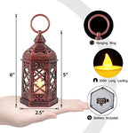 12PCS Mini Lantern with Flicker LED Candle for Halloween Decorations, Small Lanterns Decorative, Vintage Hanging Moroccan Lantern for Wedding Halloween Christmas Decor, Table Centerpiece, Rose Gold - Image 6