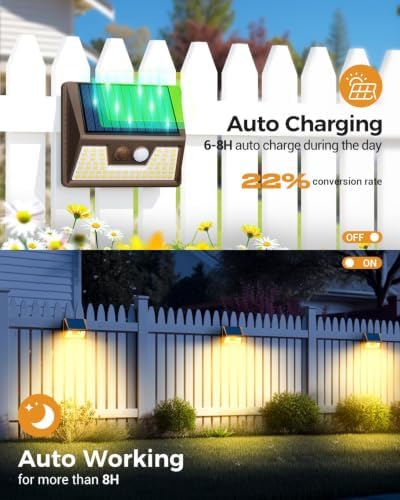 vighep 12 Pack Solar Fence Lights Waterproof, Motion Sensor Deck Lights Outdoor, Cold White LED Outside Lamp Wireless for Wall Yard Steps Stairs Garden - Brown - Image 3