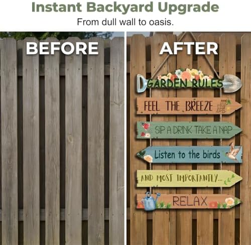 Rustic Wooden Garden Hanging Sign Wall Decor Plaque, 12" Vintage Garden Irregular Sign Wooden Hanging Yard Decor, 6 Colors Distressed Wood Look Welcome Plaques,UV Water Resistant Print,Easy to Hang ，3PCS - Image 6