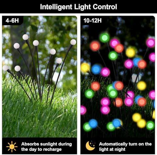 Solar Firefly Lights Outdoor Multicolor Swaying Garden Decor 6 PK - Image 2