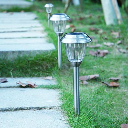 Solar LED Outdoor Lights 8-Pack Stainless Steel Pathway Landscape Lights for Outdoor Path Patio Yard Deck Driveway and Garden, (Silver) - Image 2