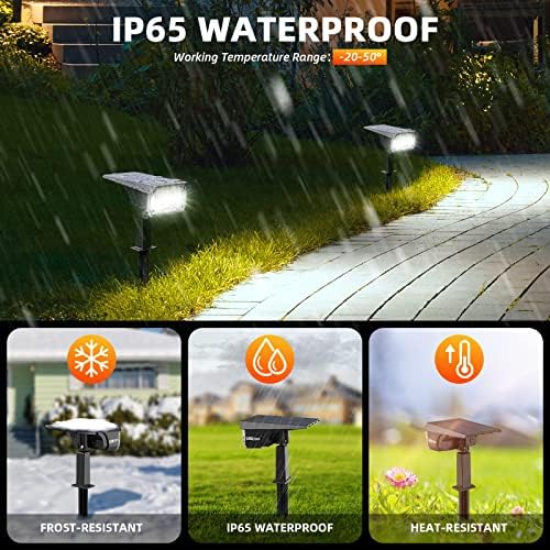 LEREKAM Solar Spot Lights Outdoor,40 LEDs Solar Outdoor Waterproof Landscape Lights with 3 Light Modes, Solar Powered Garden Yard Wall Lights Auto On,Off for Patio 8 Pack - Image 2