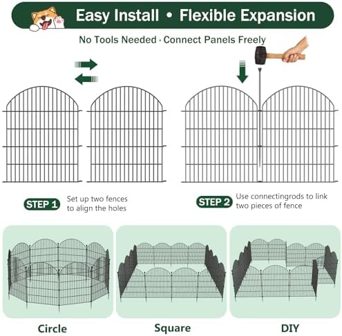 No Dig Garden Fence Panels, Dog Fence Outdoor for Yard, 12 Pack - Image 5