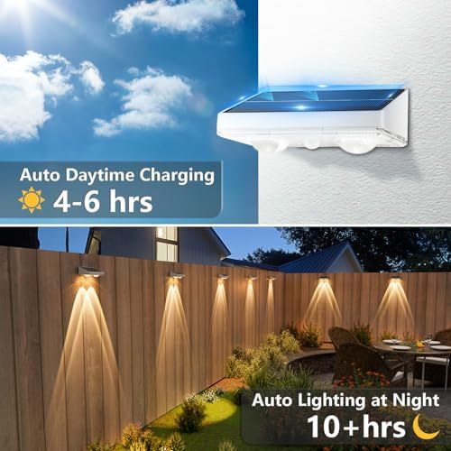 NIORSUN Solar Fence Lights,12 Pack Solars Deck Light,Warm White Color,Outdoor Bulb Waterproof Led IP65,Power Patio Lamp with Lenses for Outside/Backyard/Railing/Yard（White） - Image 3
