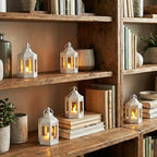 Vela Lanterns Tea Light Candle Holders, Mini Wedding Centerpieces, White - Image 4