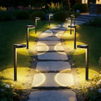APONUO 16 Pack Solar Pathway Lights Outdoor, 3 Color Temperatures Selectable CCT, Focused Ground Spot Lens, Brighter Up to 12 Hrs IP65 Waterproof Path Lights for Walkway Driveway Yard Garden, Black by APONUO