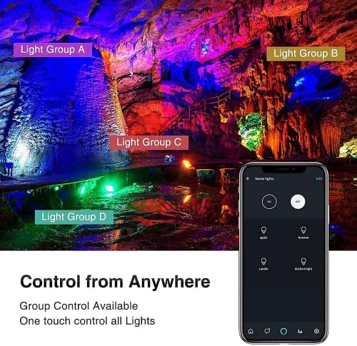 DEEPLITE LED Flood Light 150W Equivalent Outdoor Lights Color Changing Led Stage Landscape Lights, RGB Smart IP66 Wterproof Outdoor Floodlight Multicolor Wall Lights for Garden Yard - 2 Pack - Image 6