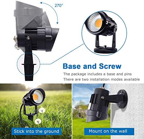 SUNVIE LED Outdoor Spotlight 12W Landscape Lighting 120V AC Waterproof Landscape Lights Spot Lights for Yard with Spiked Stake Warm White Flag Light Garden Decorative Lamp with US 3-Plug in (6 Pack) - Image 5