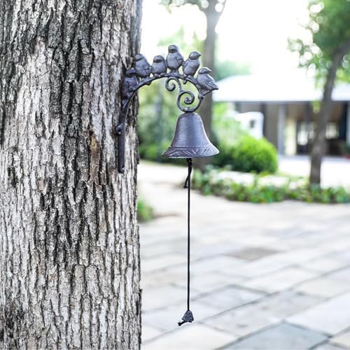 Cast Iron Doorbell, Sign with Birds, Metal Farm Hanging Bell for Outdoor Entryway Gate, Vintage Restaurant Dinner Bell - Image 5
