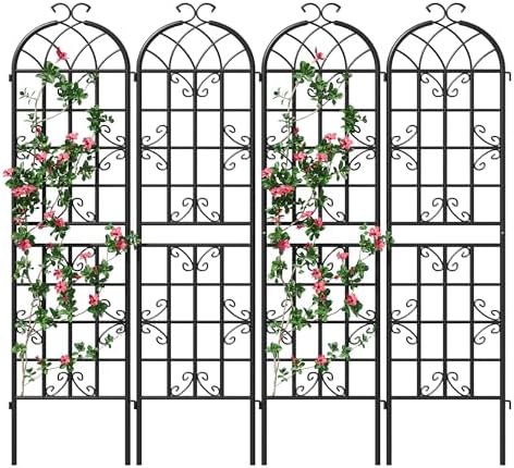 4-Pack 87" x 20" Butterfly Arch Black Metal Garden Trellises - Image 2