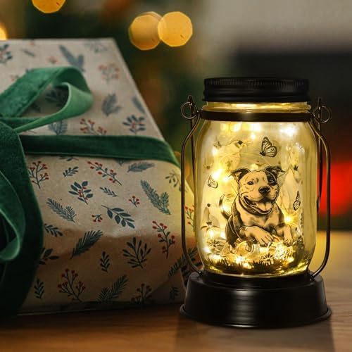 kyoryuger Pit Bull Gifts for Women/Men Pit Bull Solar Lanterns Mom Birthday Pibble Dog Lovers Lantern Pet Loss Animal Bully Memorial Lights Solar Garden Decoration Yard, Patio,Backyard,Porch Torches - Image 3