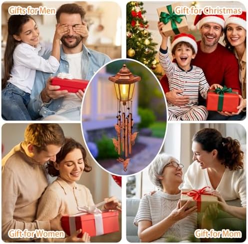 Large Solar Hummingbird Wind Chimes, Gifts for Women Mom Grandma Wife Sister Daughter Neighbor, Classic Bronze Wind Chimes with Wind Catcher, Solar Decor Lights for Outdoor Garden Patio Porch Window - Image 5