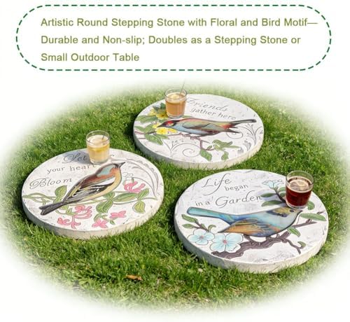 GZHERVICES Garden Stepping Stones, Decorative Lawn Steppers, and Round Concrete Stepping Stones—Decorative Stones Suitable for Gardens, Courtyards, Patios, Or Walkways(Multi-Colored-B) - Image 4